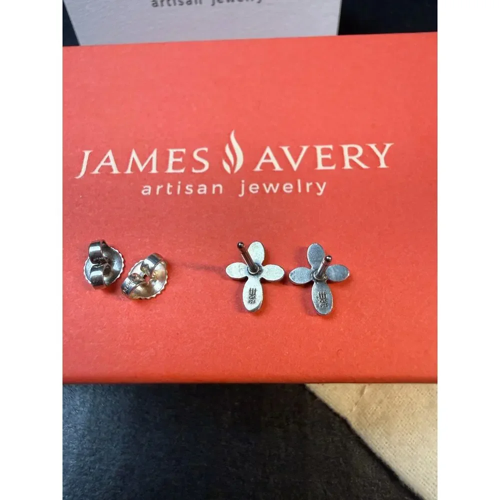 James Avery Retired Beaded Cross Stud Earrings Sterling Silver 925 - Picture 4 of 7